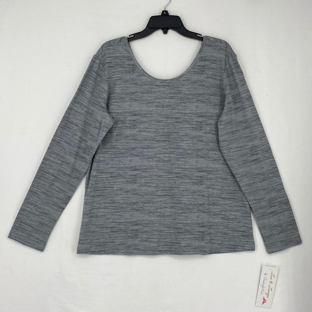 Goodnight Kiss Pajama Top Gray Multi Twist Detail